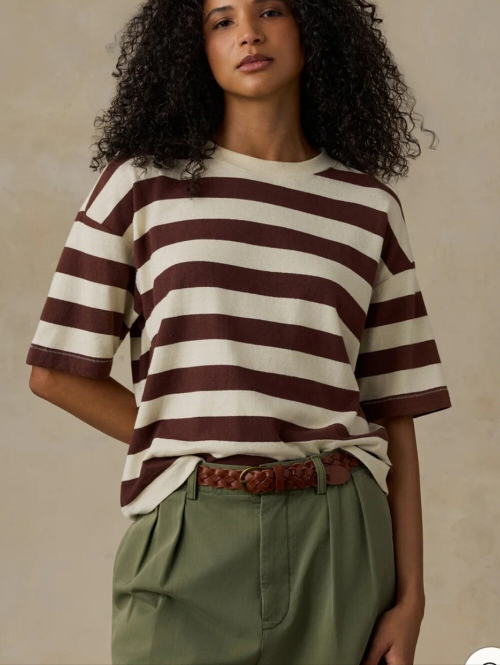 New Faherty Hemp Blend Vintage Tee BRAND POSTCARD Stripe Small